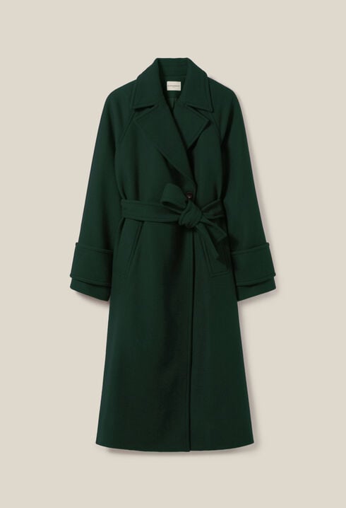 Long green trench coat