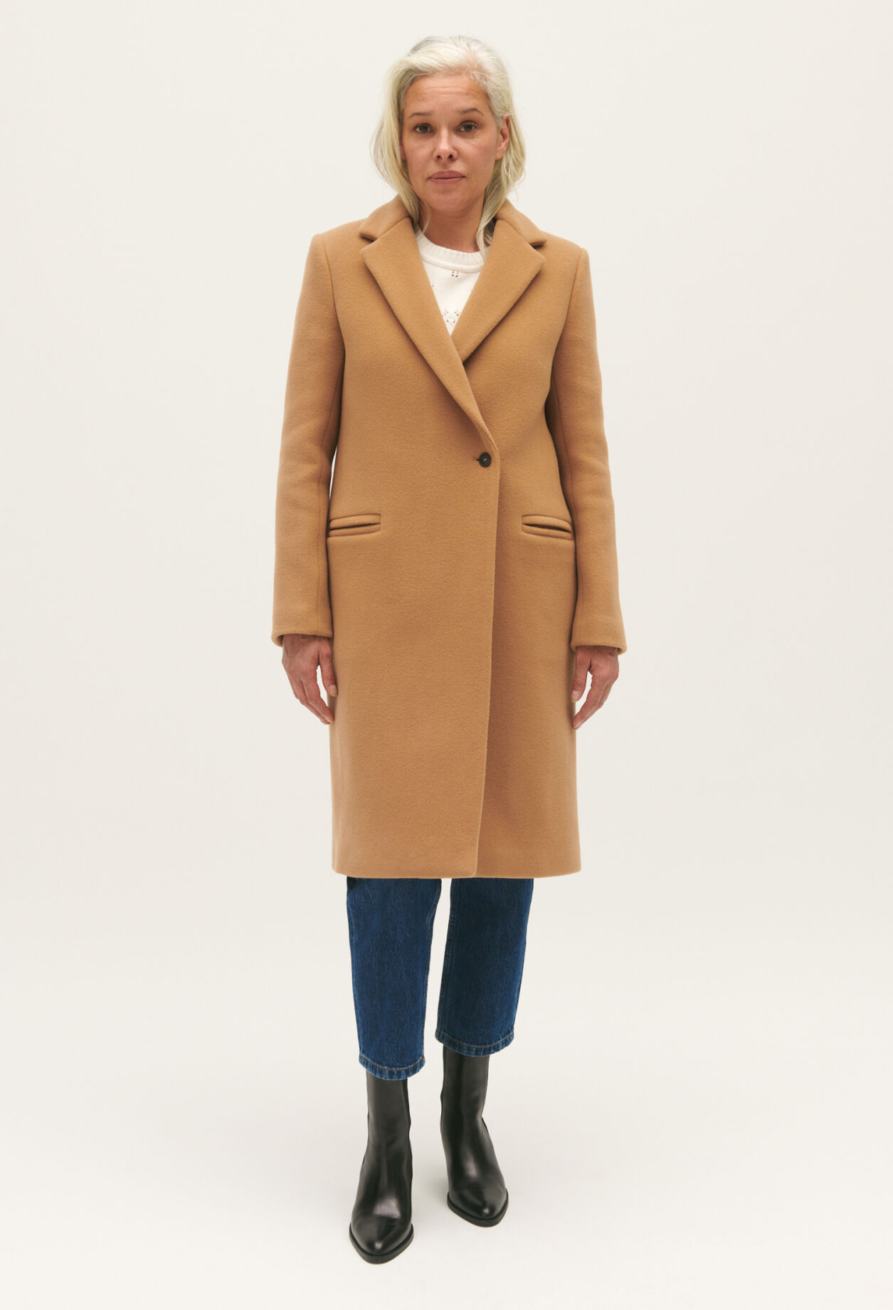 Wool blend mid length coat cheap