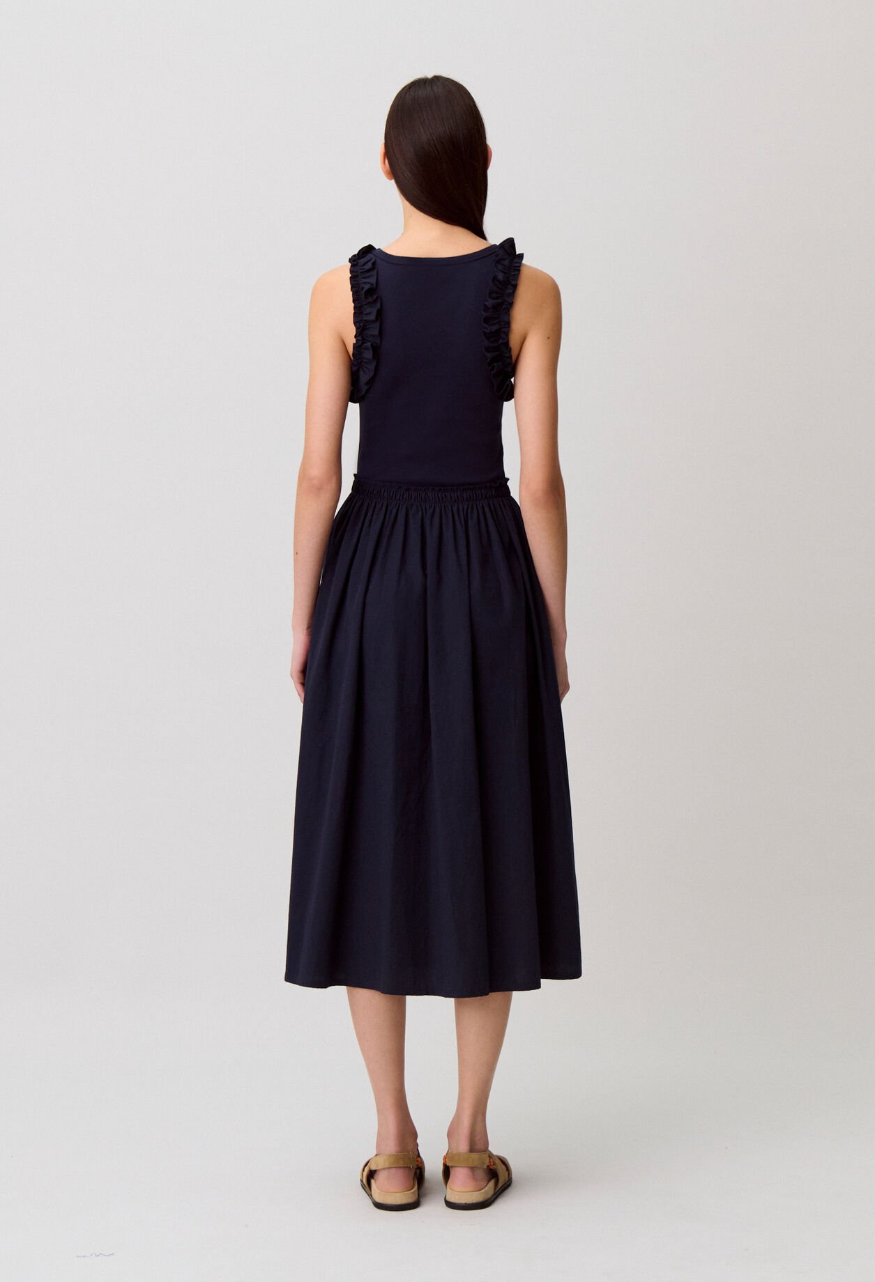 Bi-material cotton dress