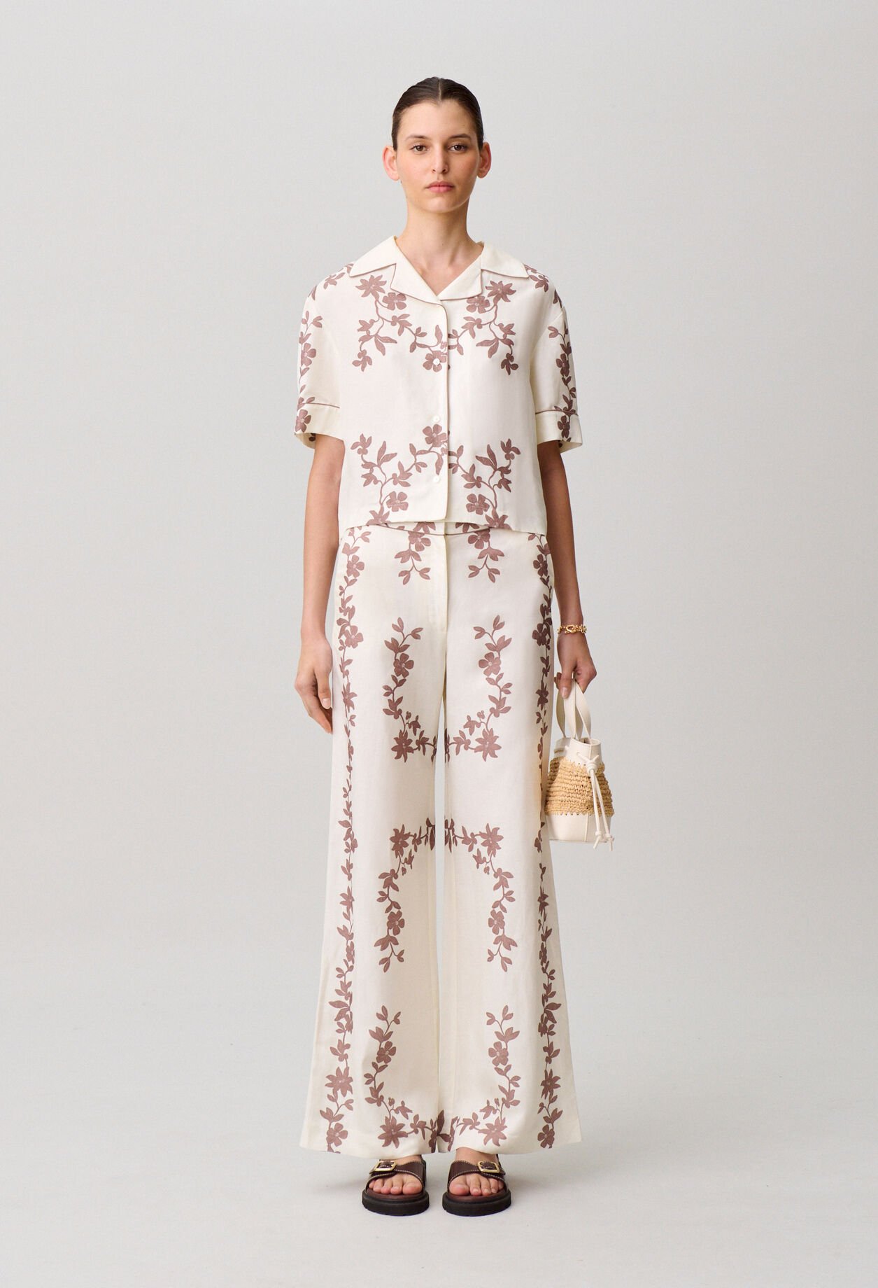 Floral wide-leg trousers