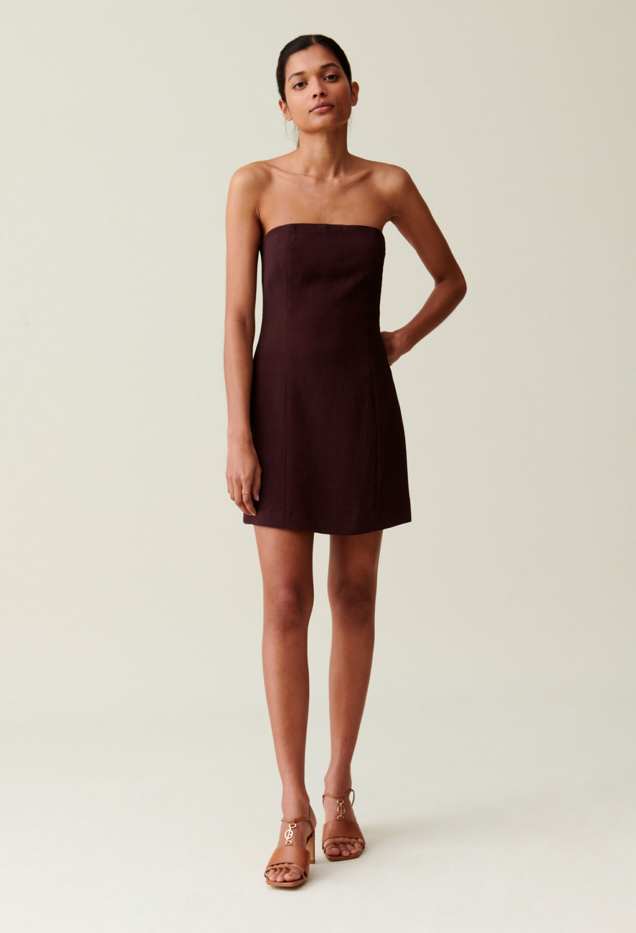 Cappucino strapless short dress