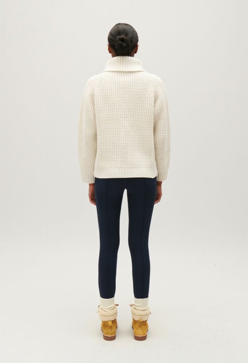 Two-tone knitted jumper zipped rollneck