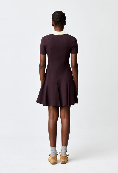 Contrast collar knit skater dress