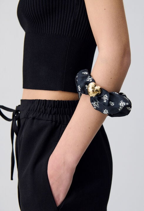 Heart Jewel Floral Scrunchie