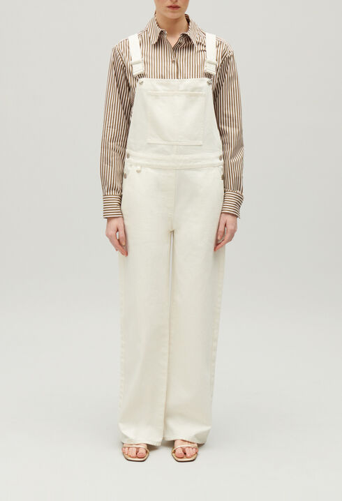 Cream denim dungarees
