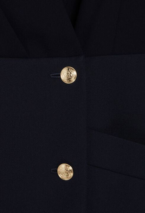 Navy blue two-material mini dress