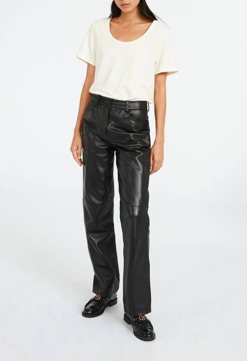 Wide leather trousers