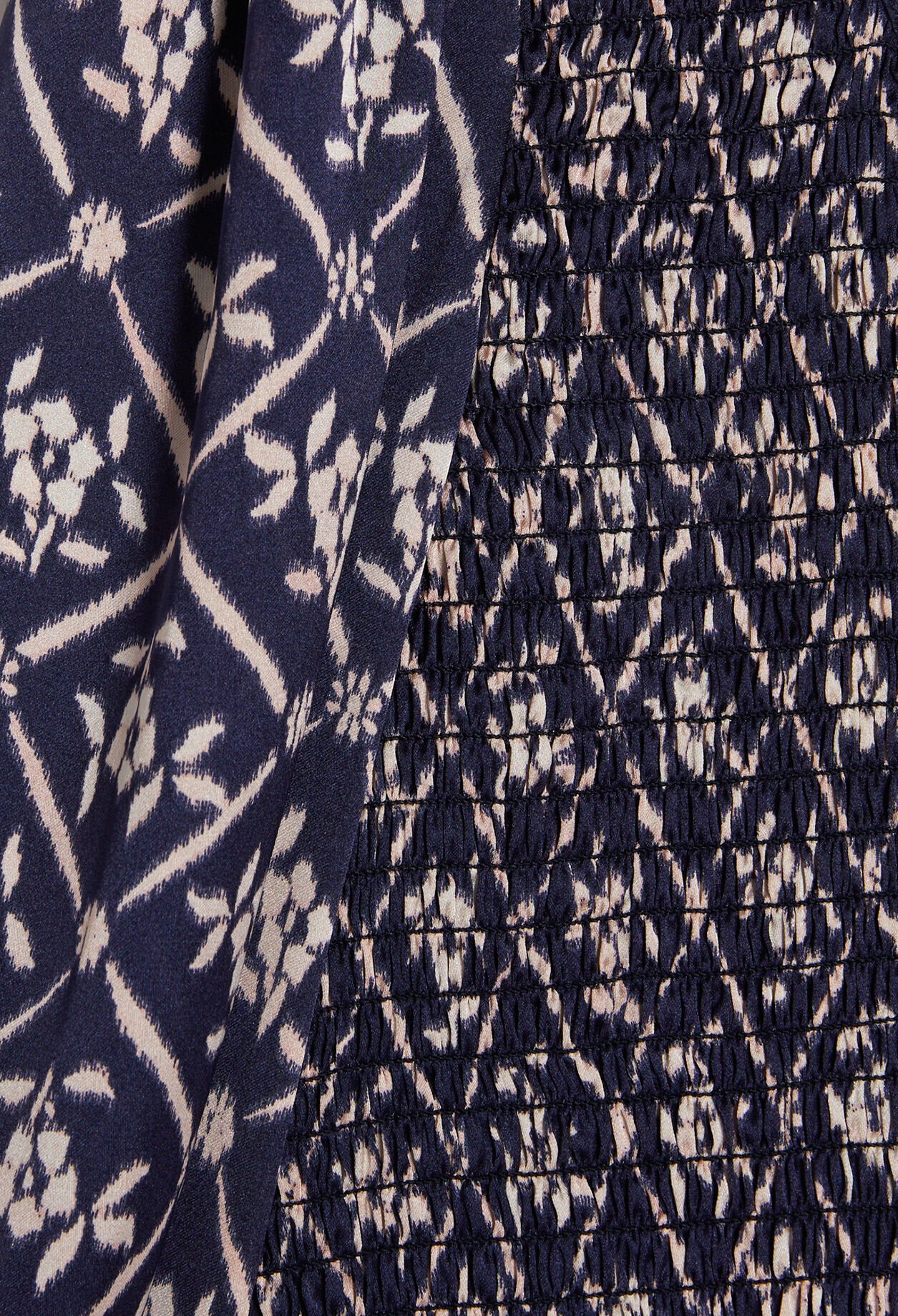 Blouse bleue imprimée à encolure carré