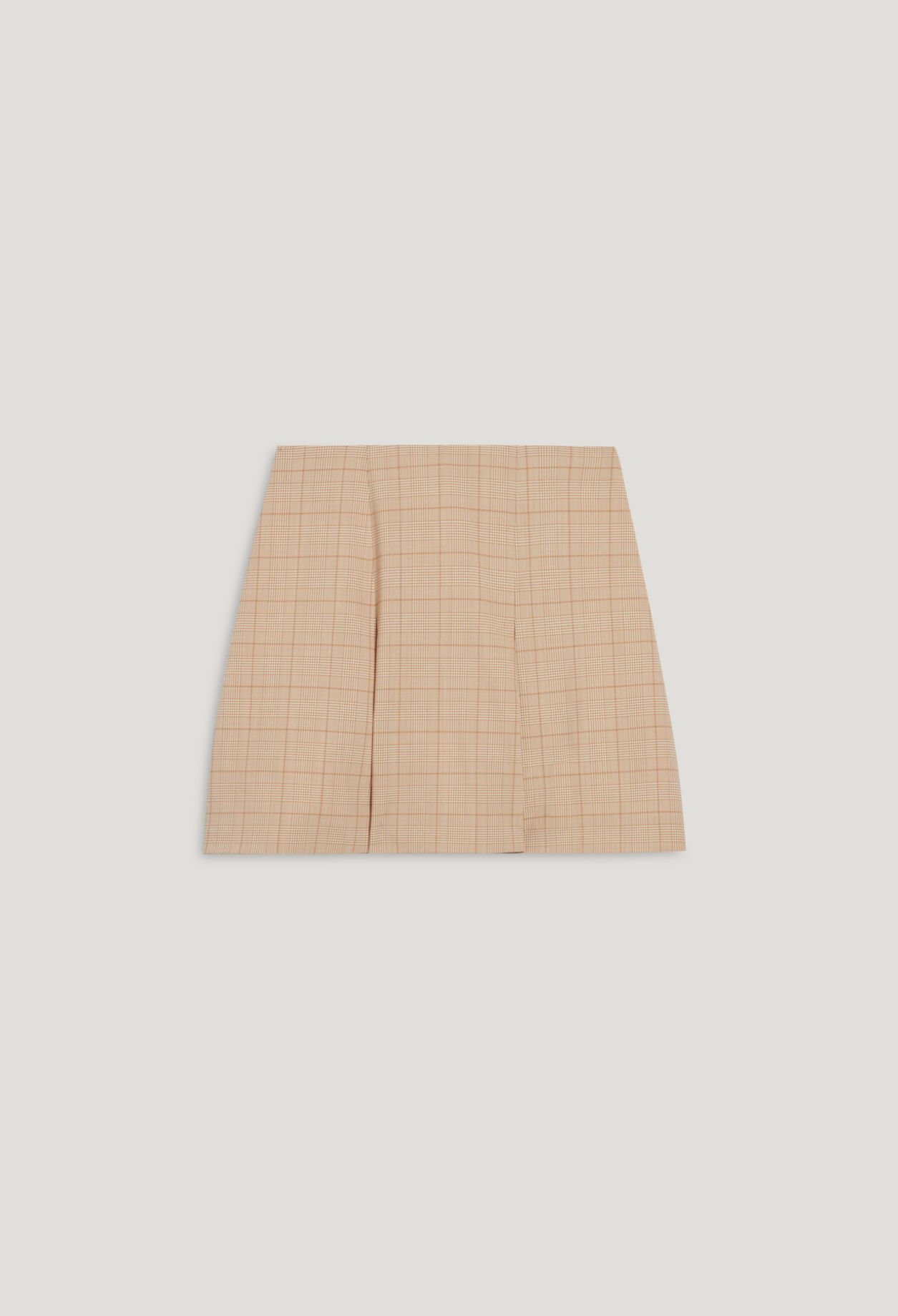 Beige checked A-line skirt
