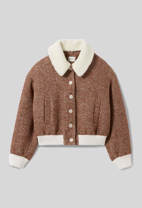 Faux Fur Collar Short Coat