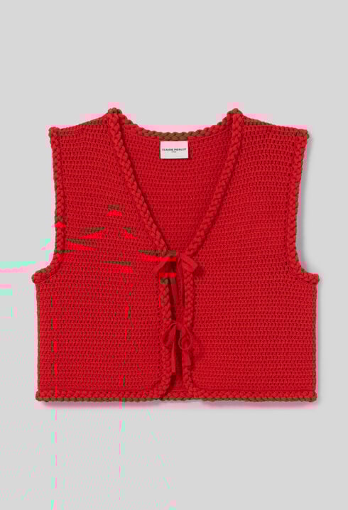 Sleeveless crochet cardigan