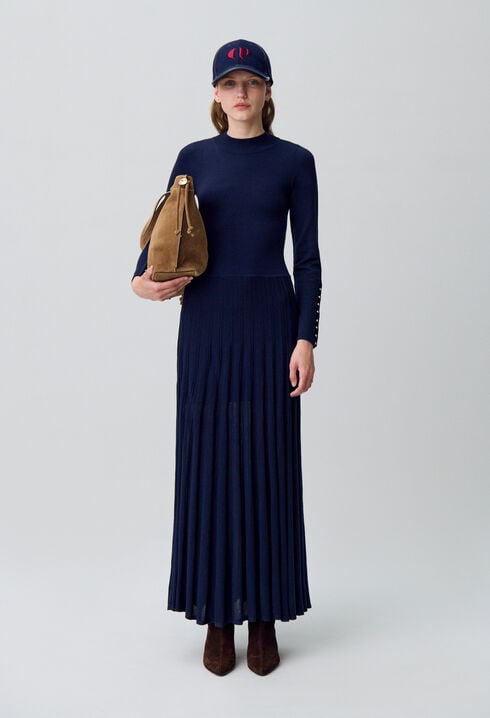 Long collared knit dress
