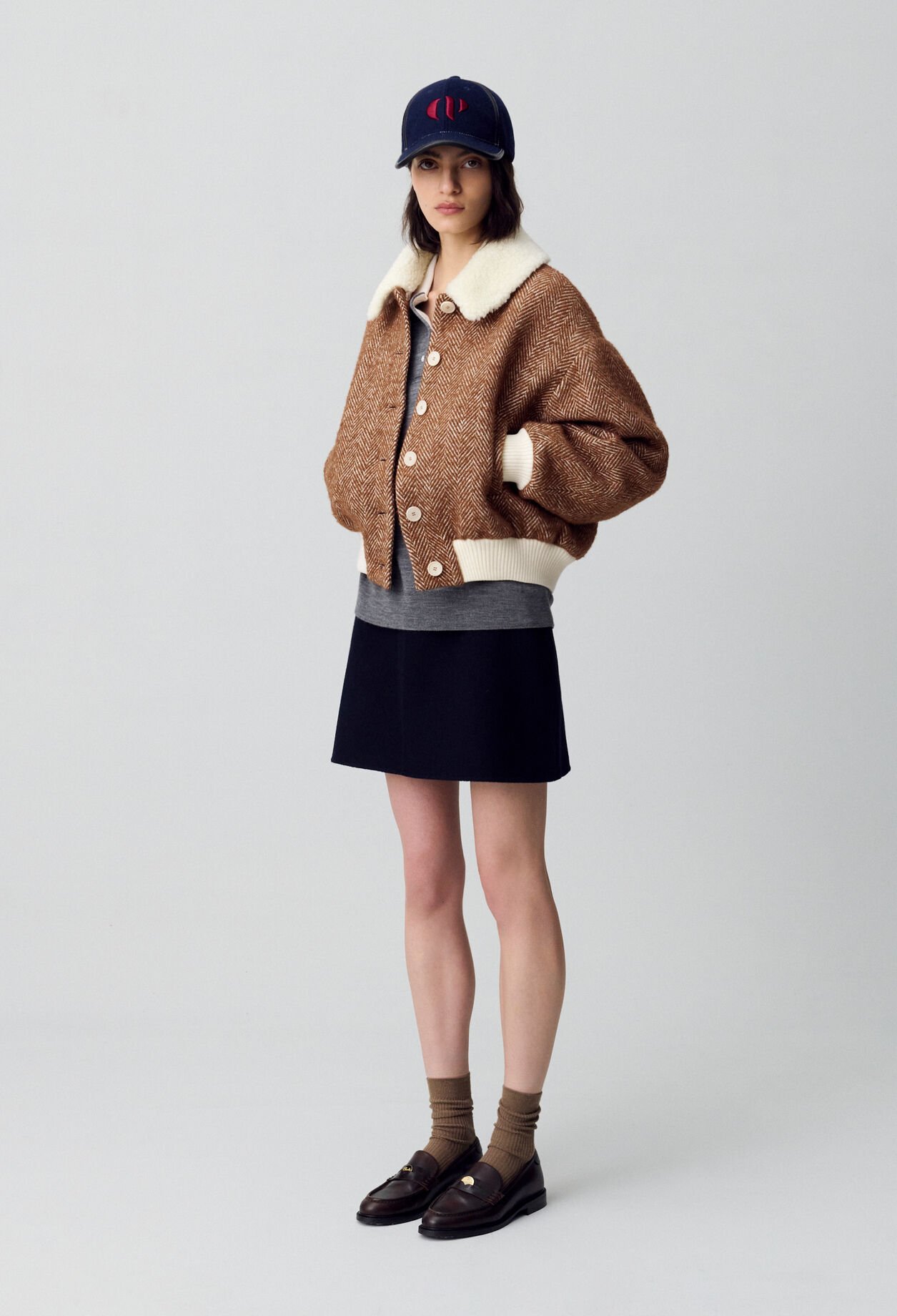 Faux Fur Collar Short Coat