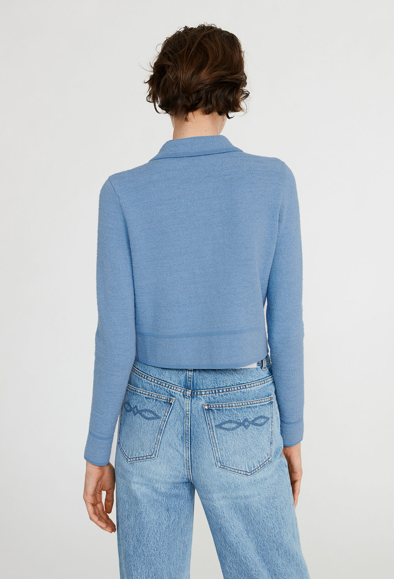 Mottled cardigan with piping