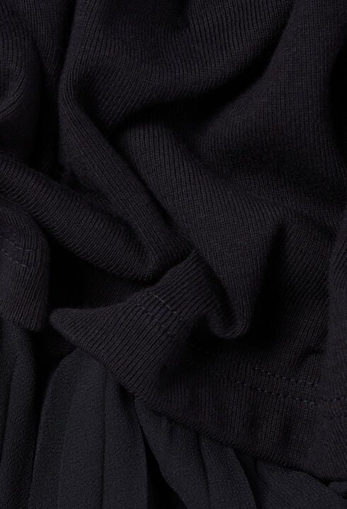 Black and navy bi-material dress 