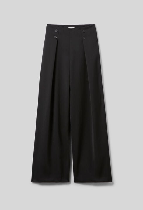 Wide-leg wool-blend trousers
