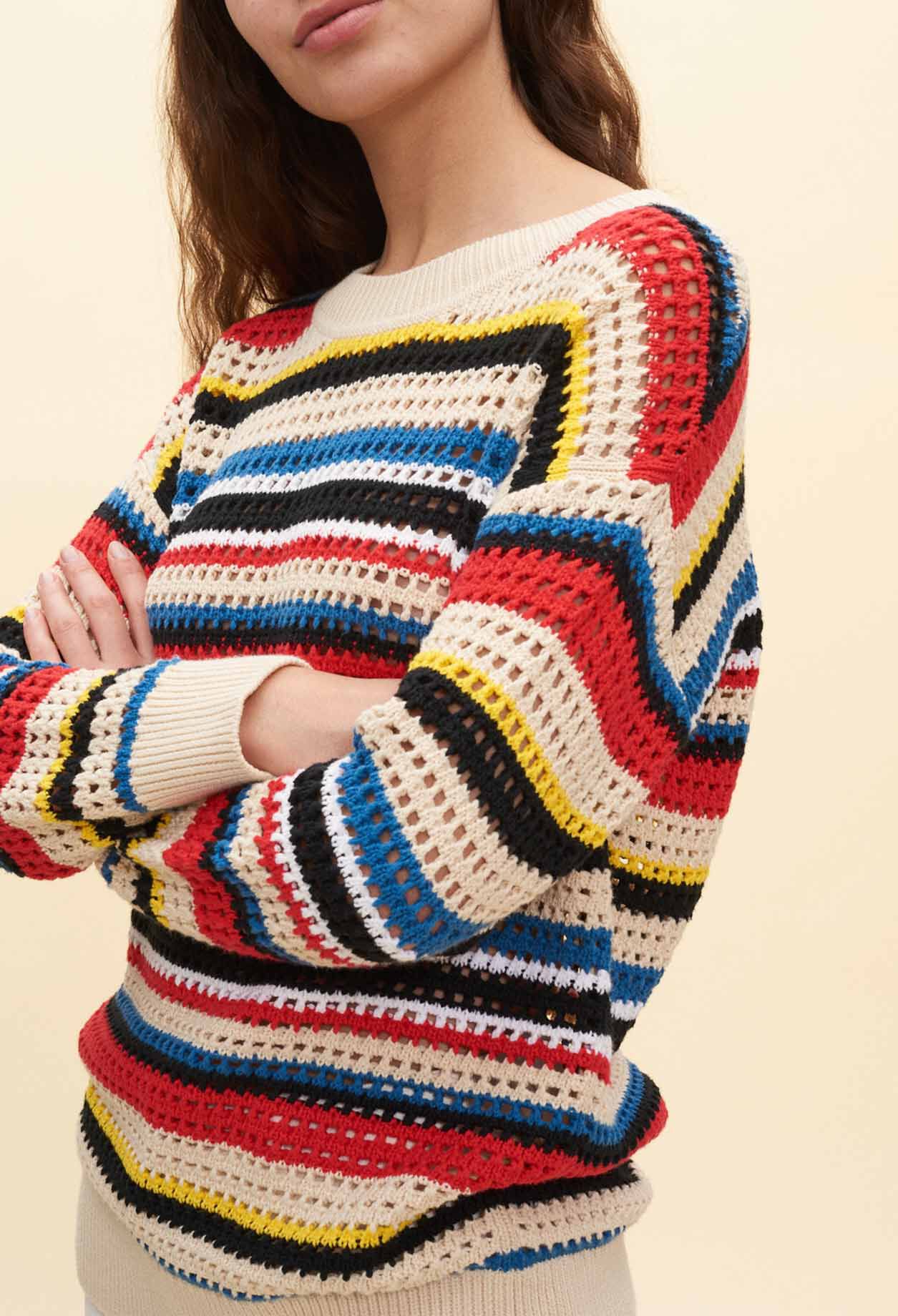 Striped openwork sweater