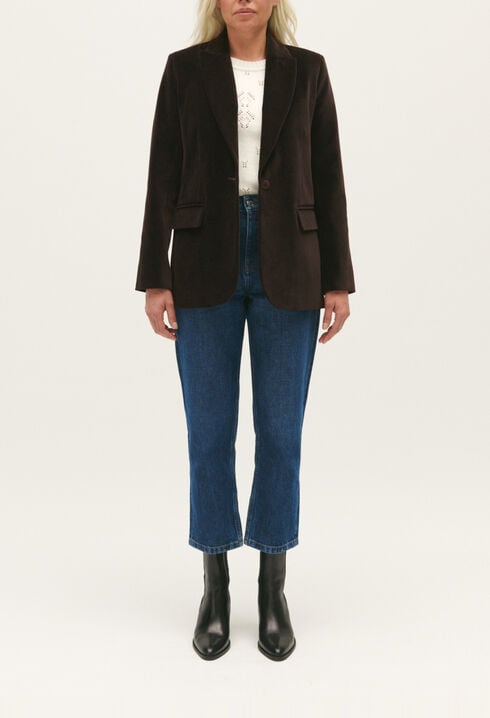 Chocolate velvet suit jacket