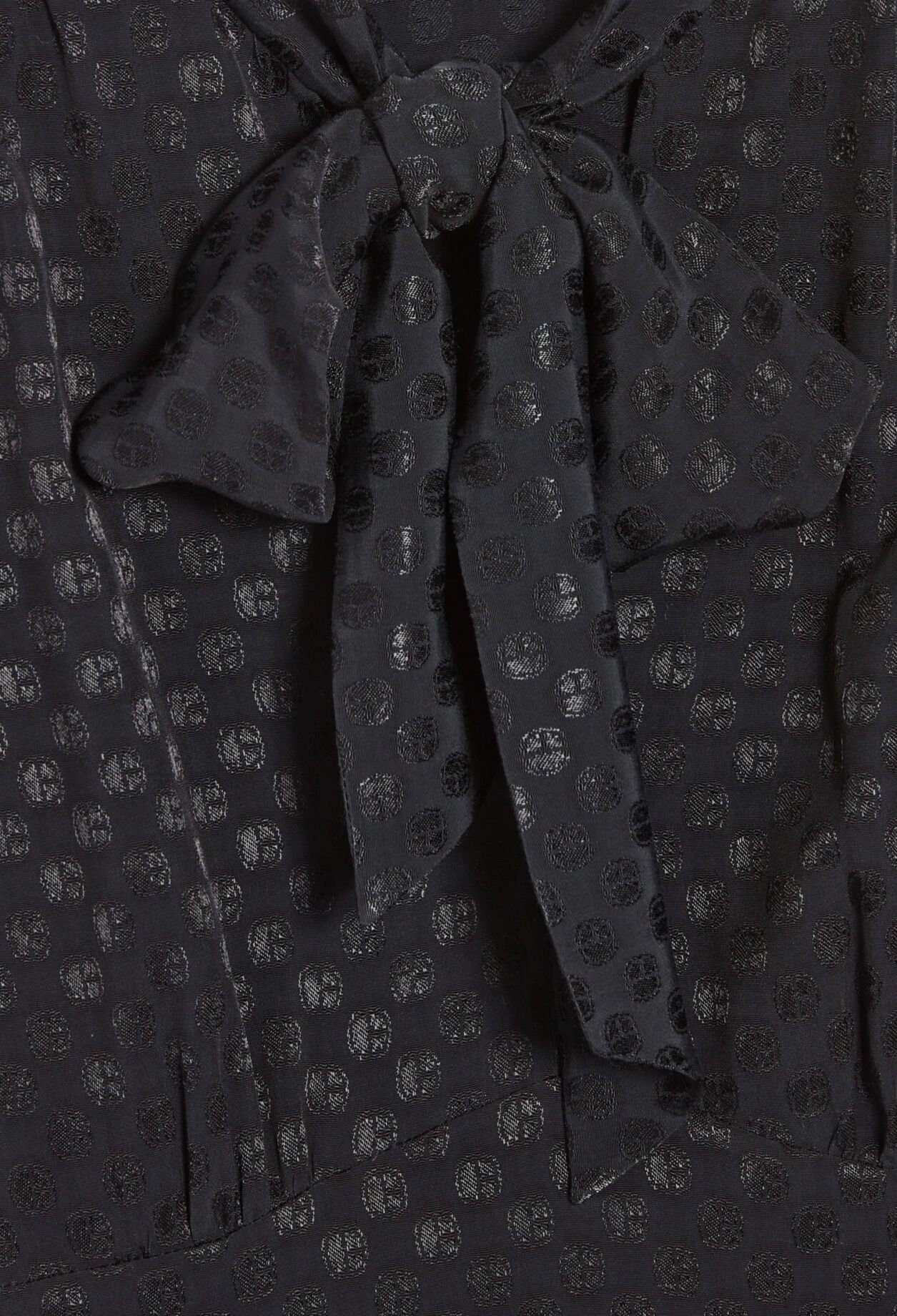 Dress with black pussy bow collar