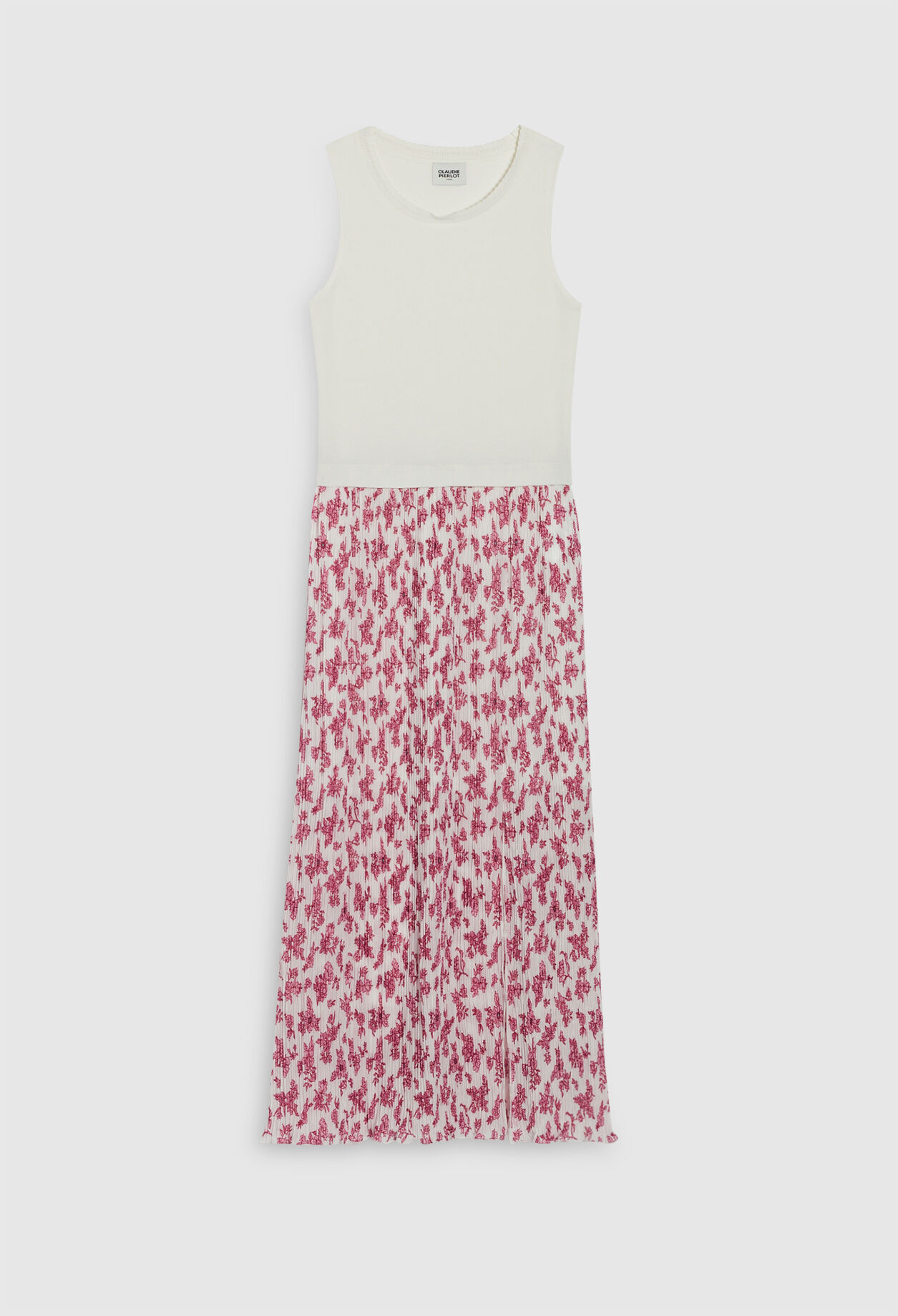 Pleated bi-material dress