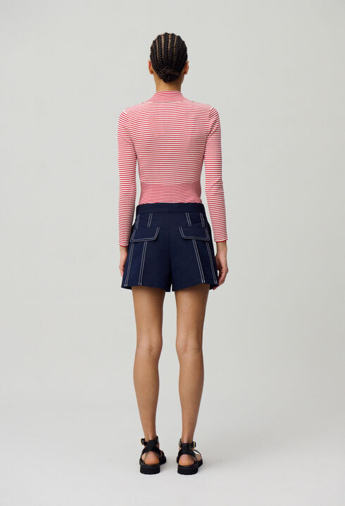 Pleated Contrast Shorts