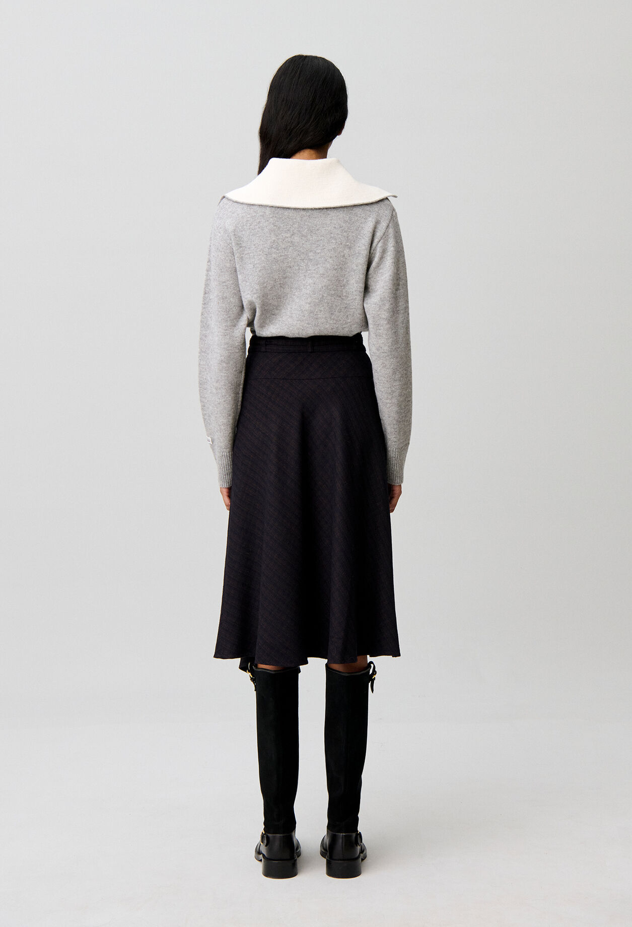 Asymmetric midi skirt