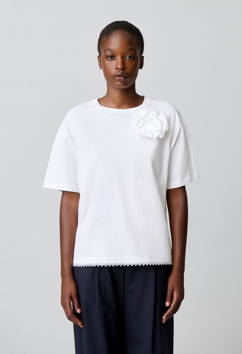 Tonal floral jersey T-shirt