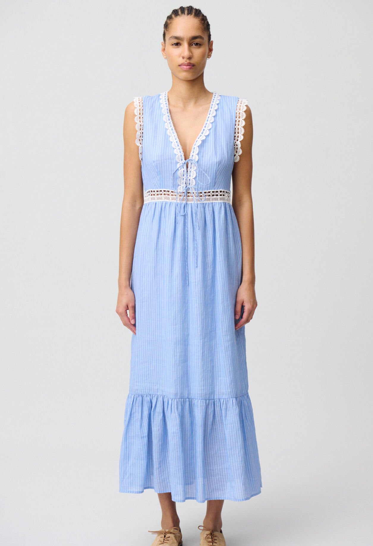 Striped Lace Maxi Dress