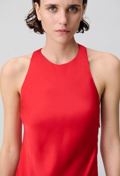 Satin Open-Back Maxi Dress