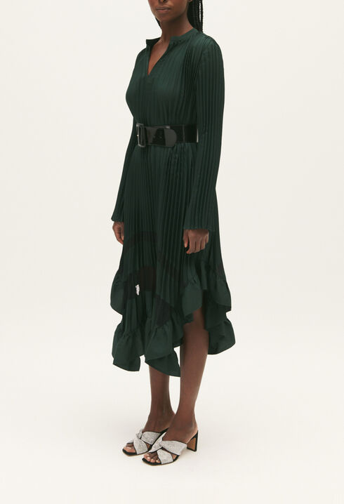 Pleated midi-length dress