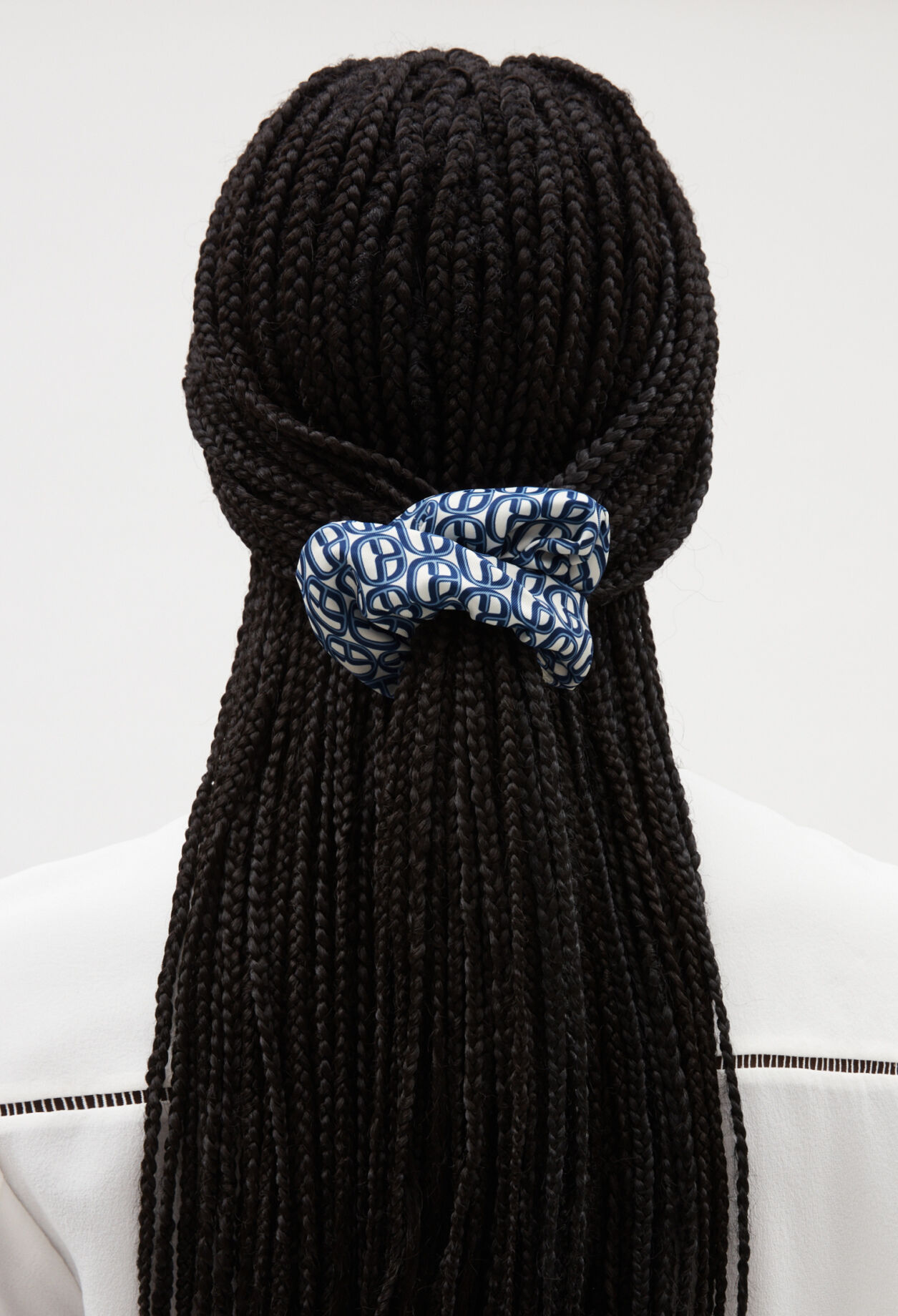 Monogrammed blue scrunchie