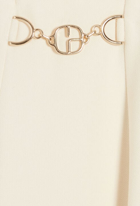 Mid-length ivory skirt with curb chain