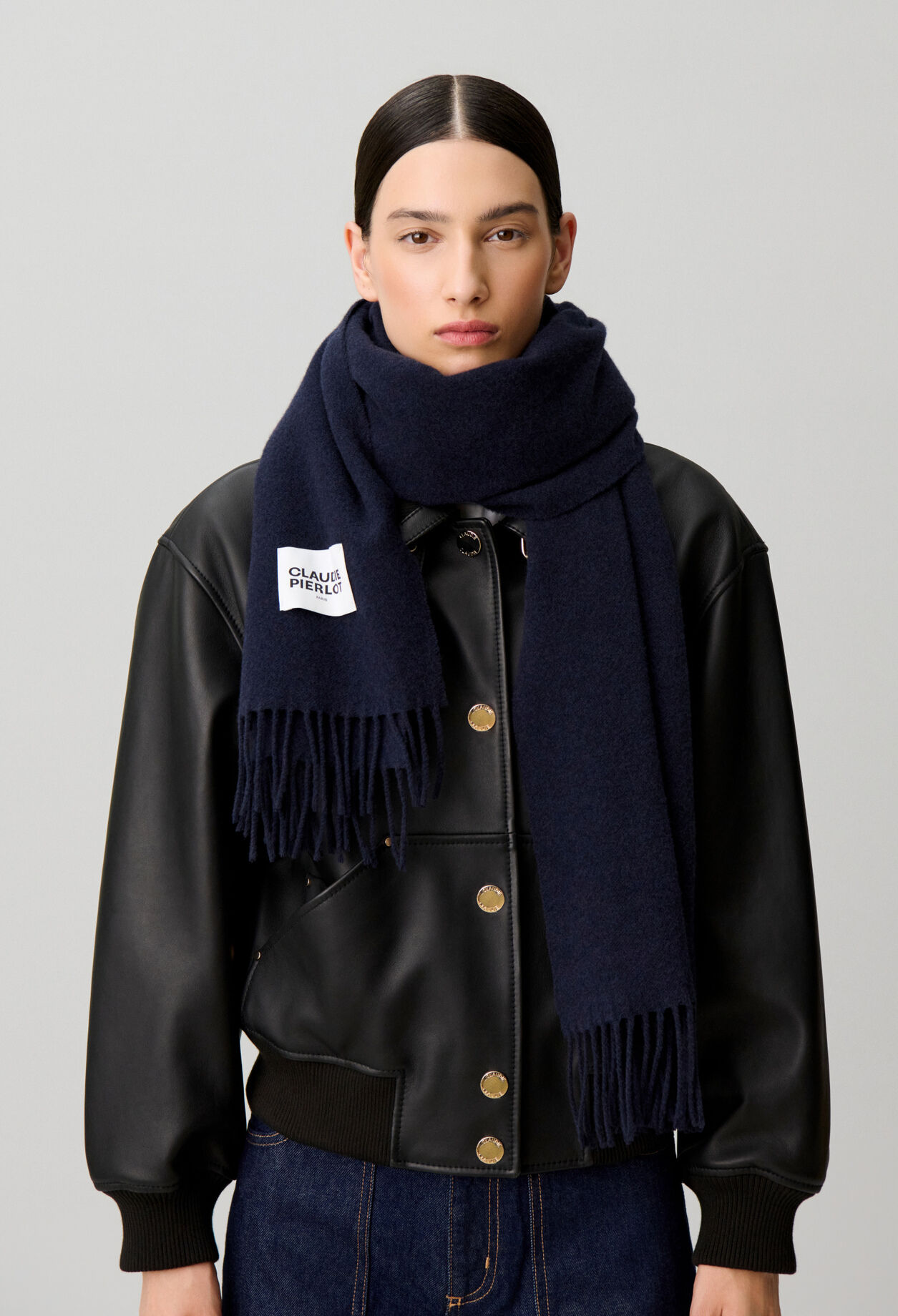 Wide fringed scarf