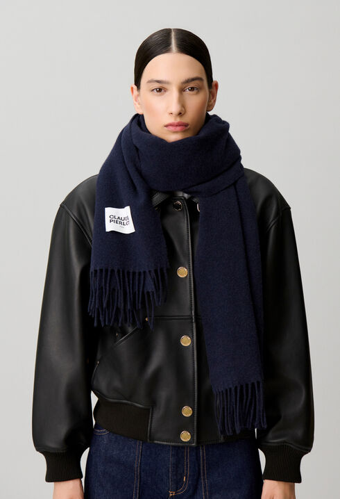 Wide fringed scarf