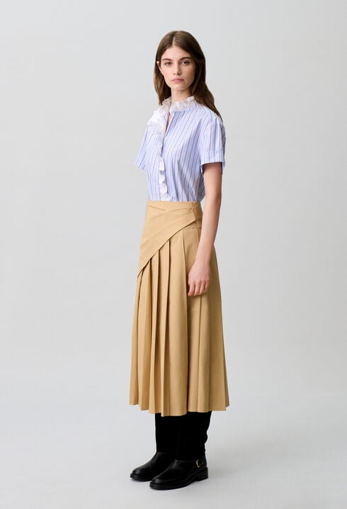 Ruffled striped poplin shirt