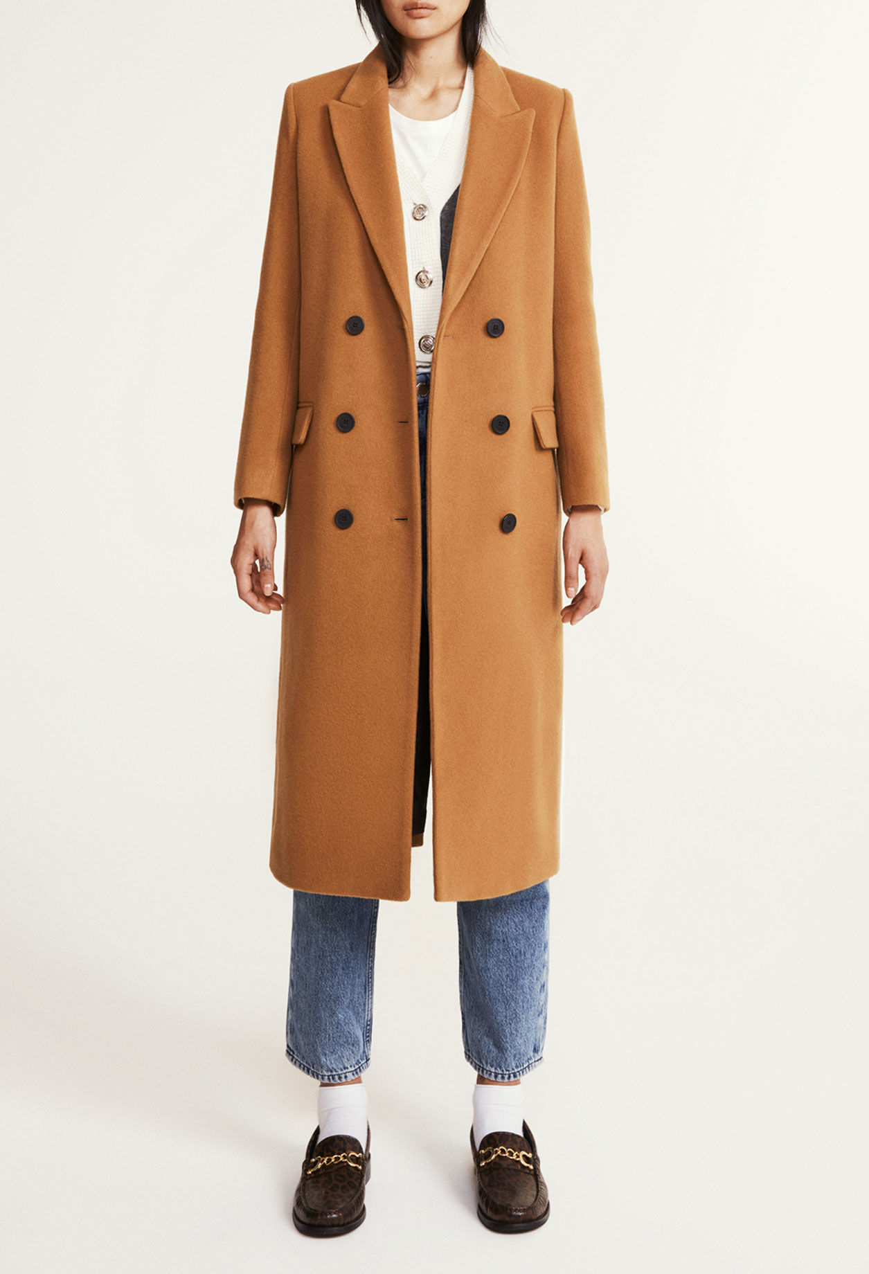 Long wool and cashmere coat