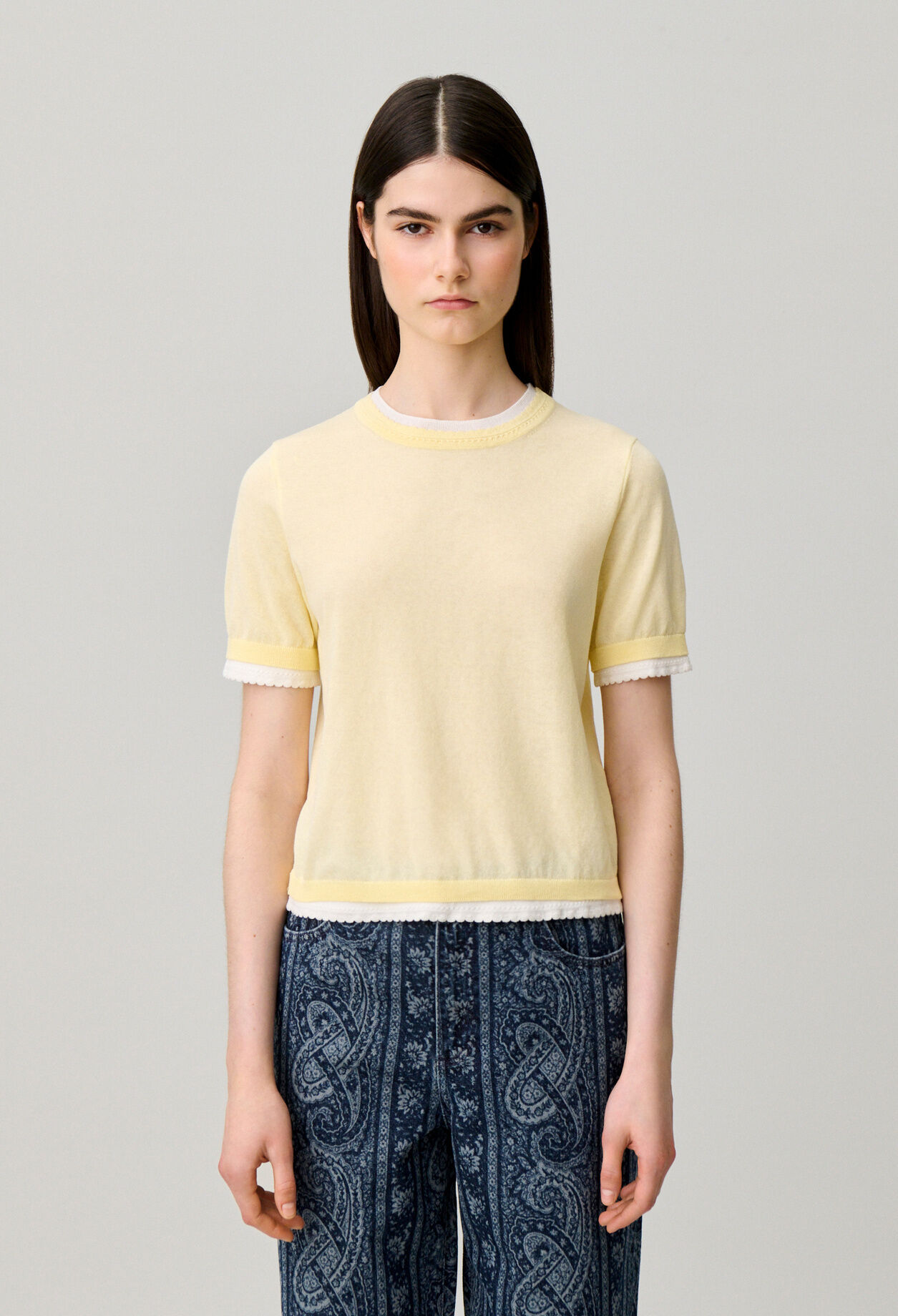 Contrast knit jumper