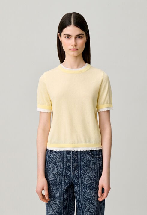 Contrast knit jumper