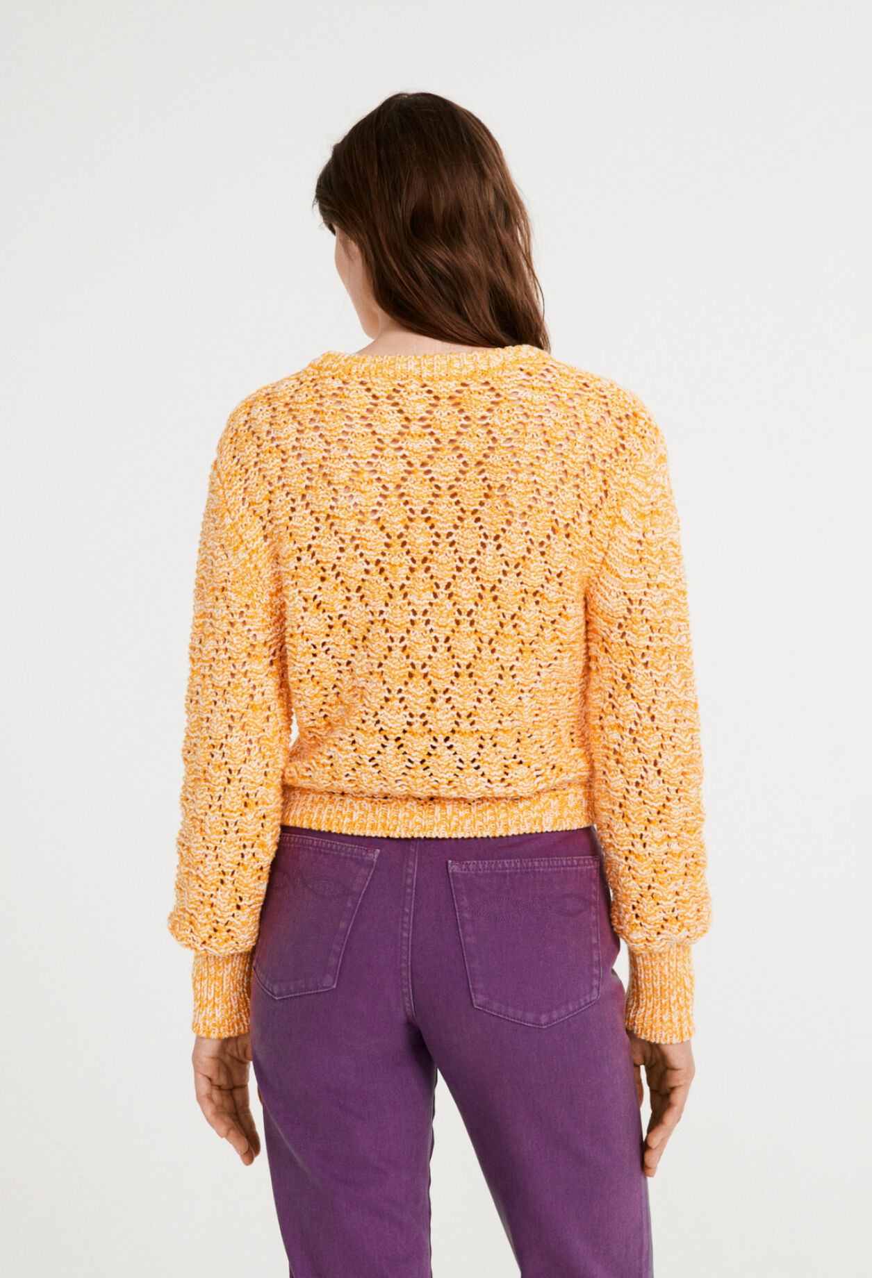 Openwork knit pullover