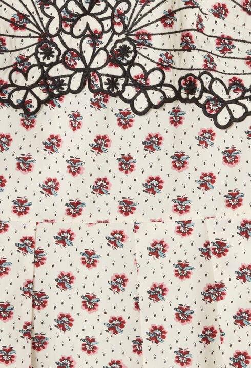 Embroidered printed cotton dress