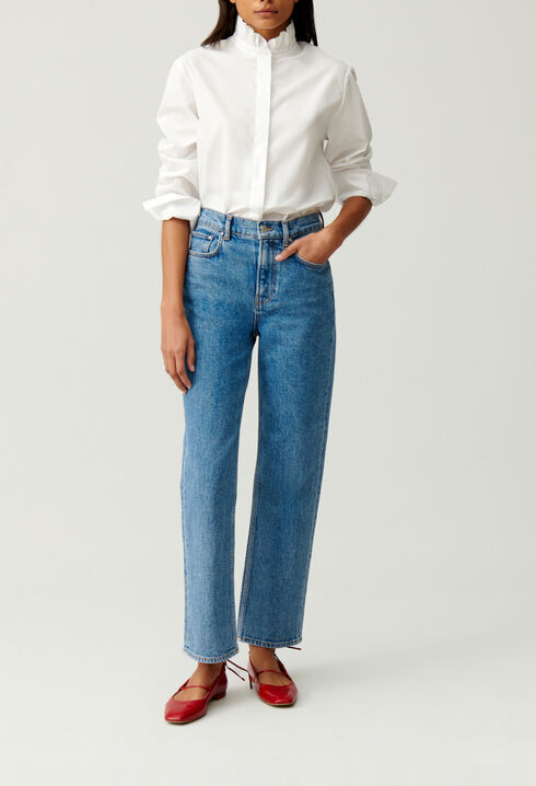 White shirt with ruffled collar