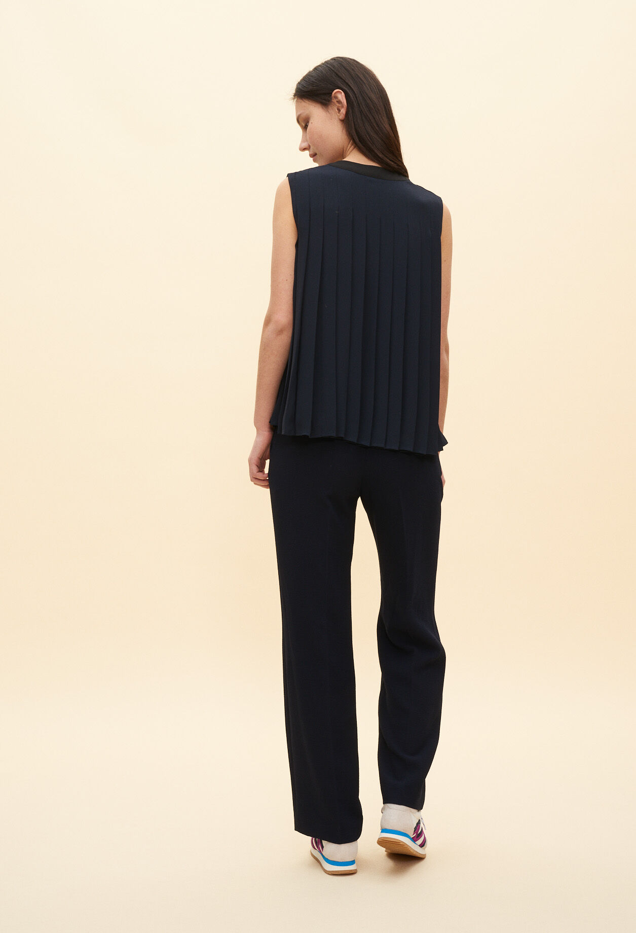 Pleated sleeveless top