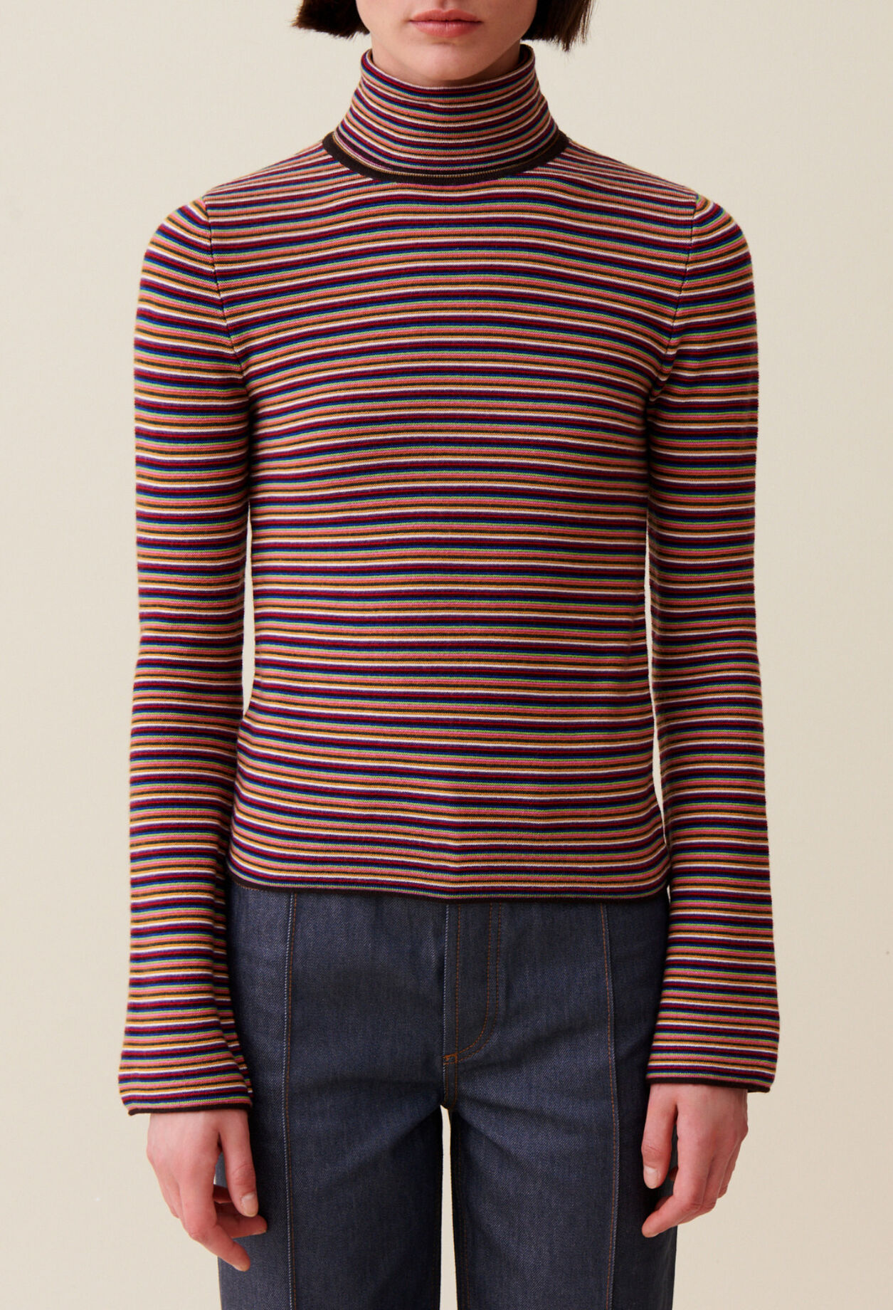 Striped turtleneck jumper