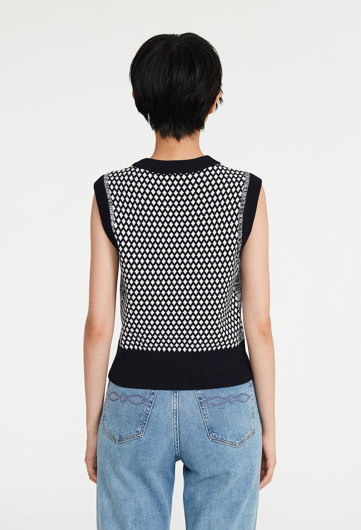 Pull sans manche à motifs graphiques