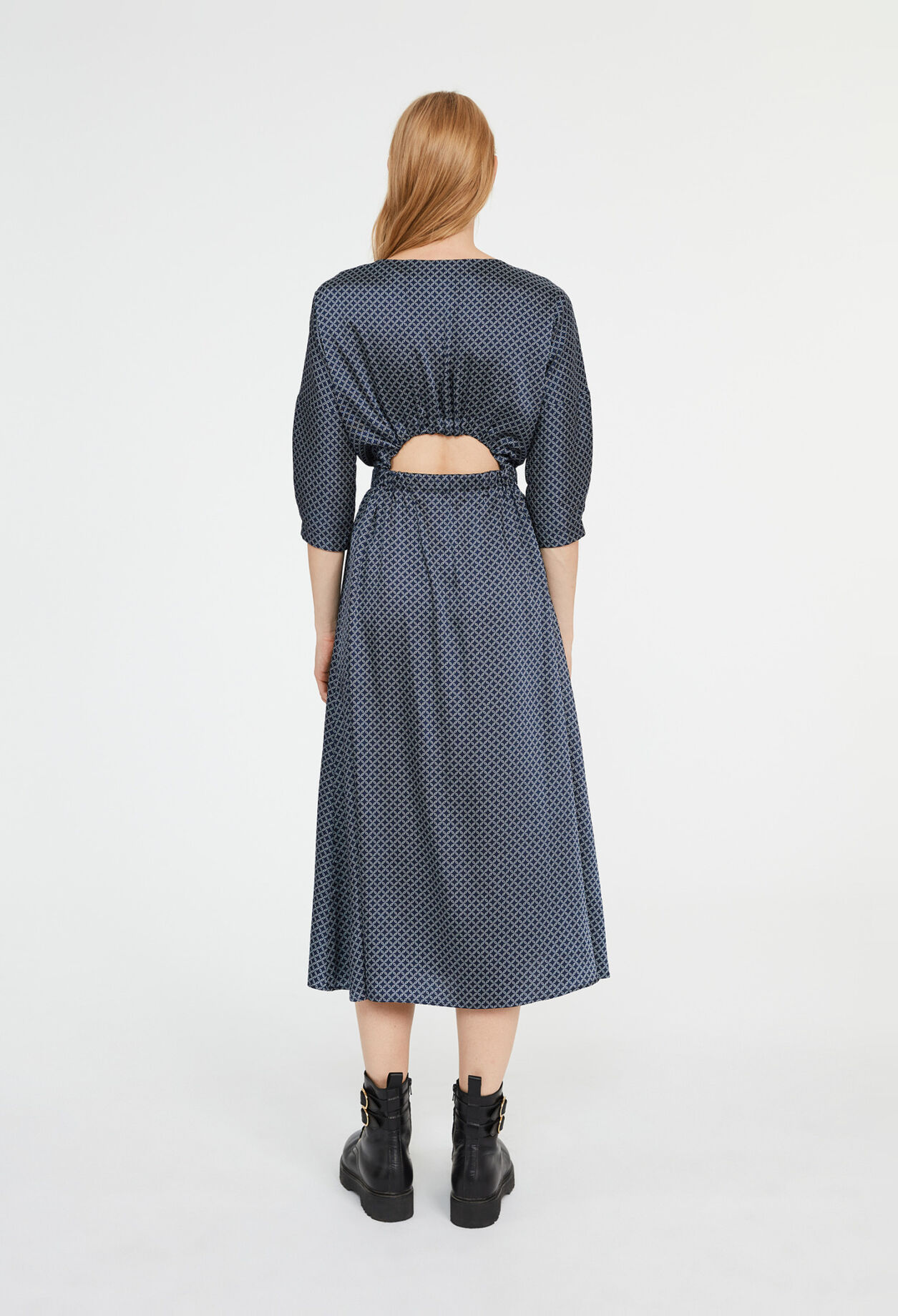 Long, patterned slit dress