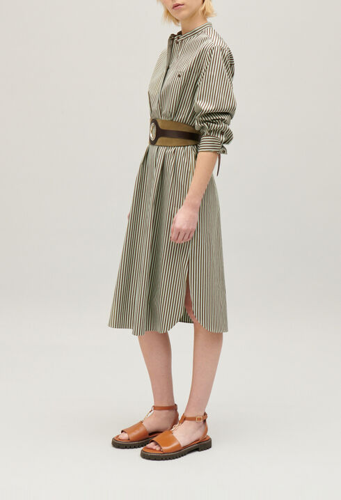 Green striped maxi dress