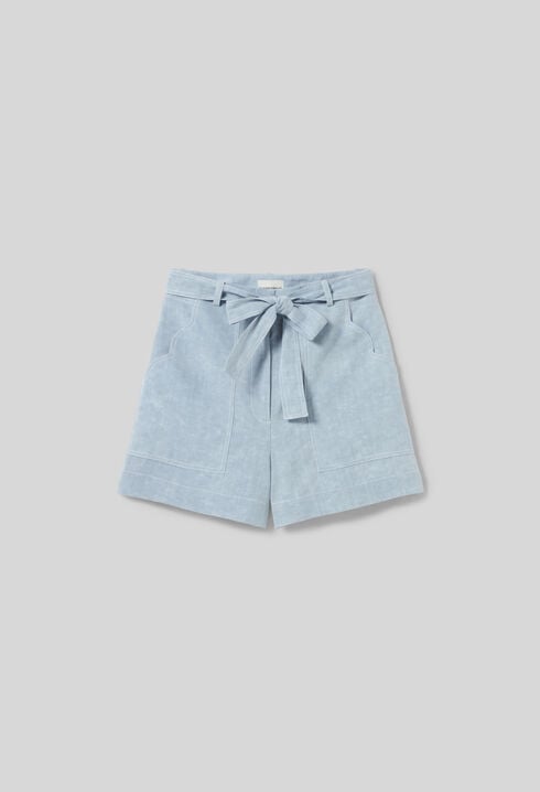 Belted Denim Shorts