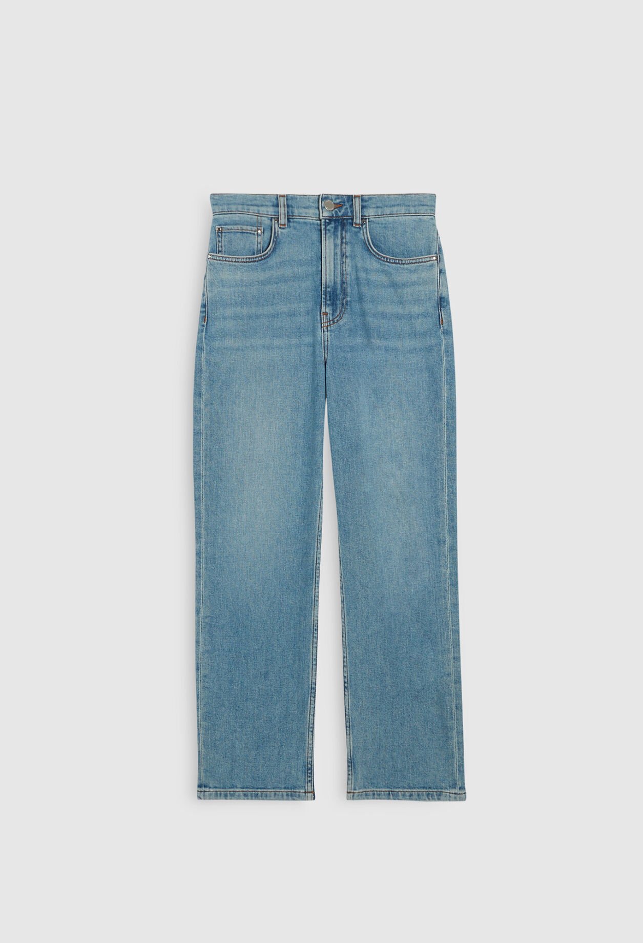 Faded blue jeans made of organic cotton