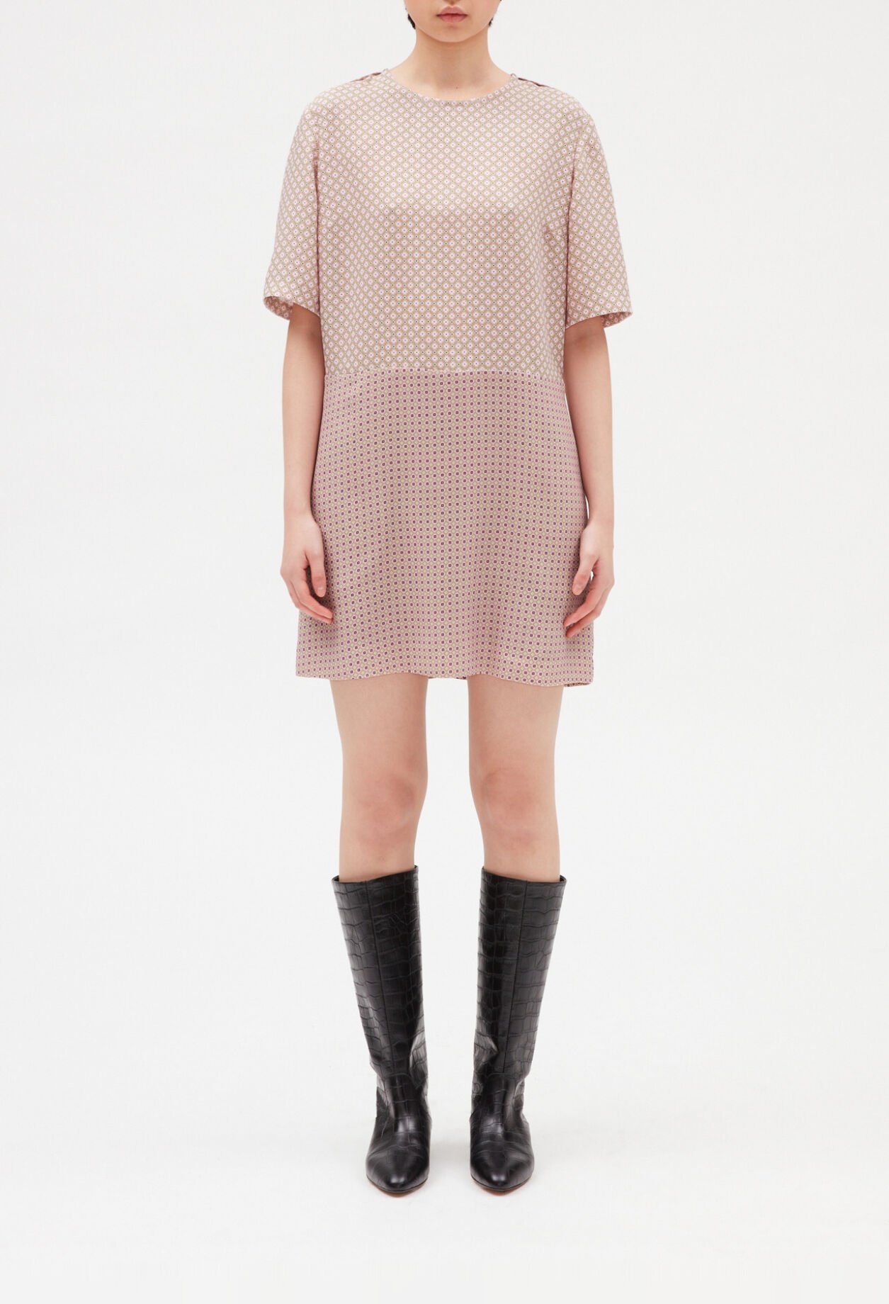 Printed pink mini dress