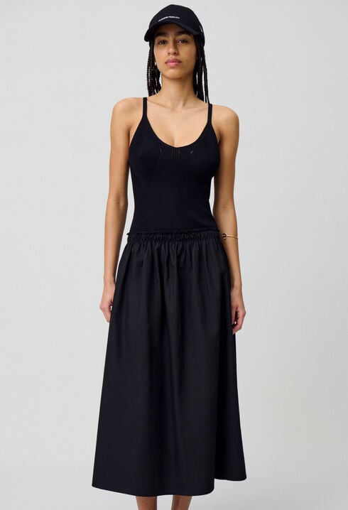 Midi dress with crochet bodice